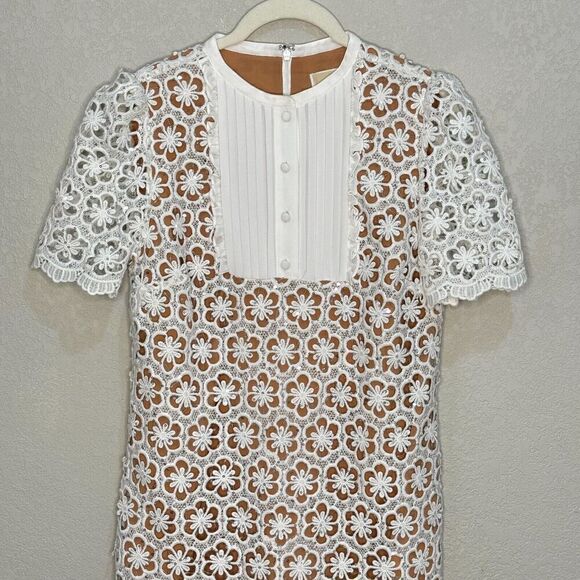 MICHAEL Michael Kors Sequined Floral Lace Mini Dress Size Small - Picture 4 of 13